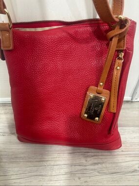Valentina Red Italian Leather Crossbody Bag
